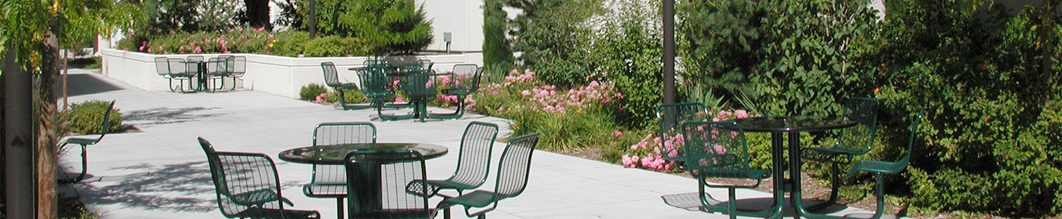 Micron outdoor walkway and seating area