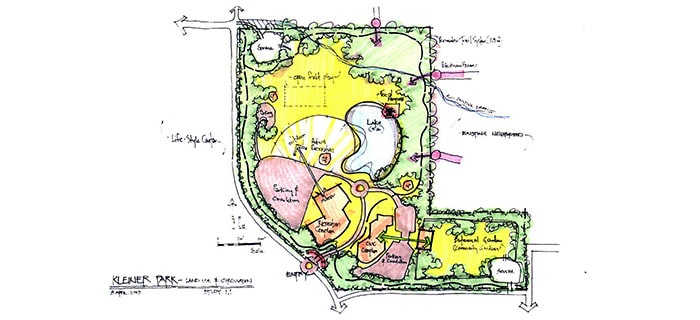 color marker drawing of park layout